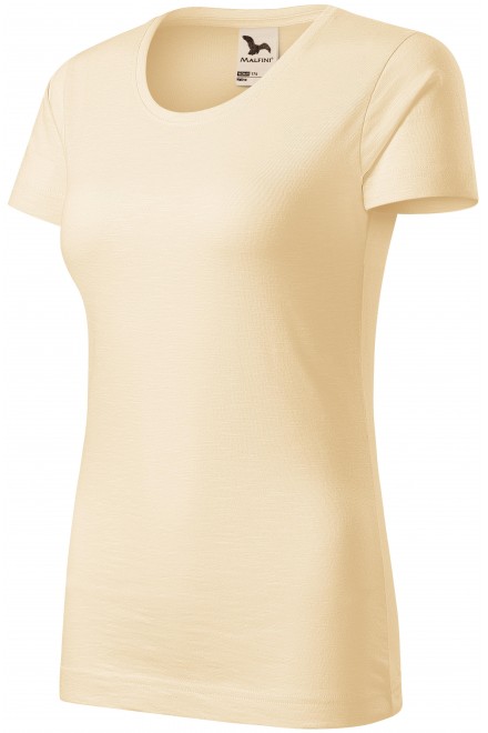 Damen-T-Shirt aus strukturierter Bio-Baumwolle, mandel