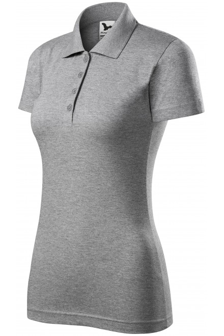 Slim Fit Poloshirt für Damen, dunkelgrauer Marmor