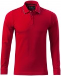 Herren Poloshirt mit langen Ärmeln in Kontrastfarbe, formula red