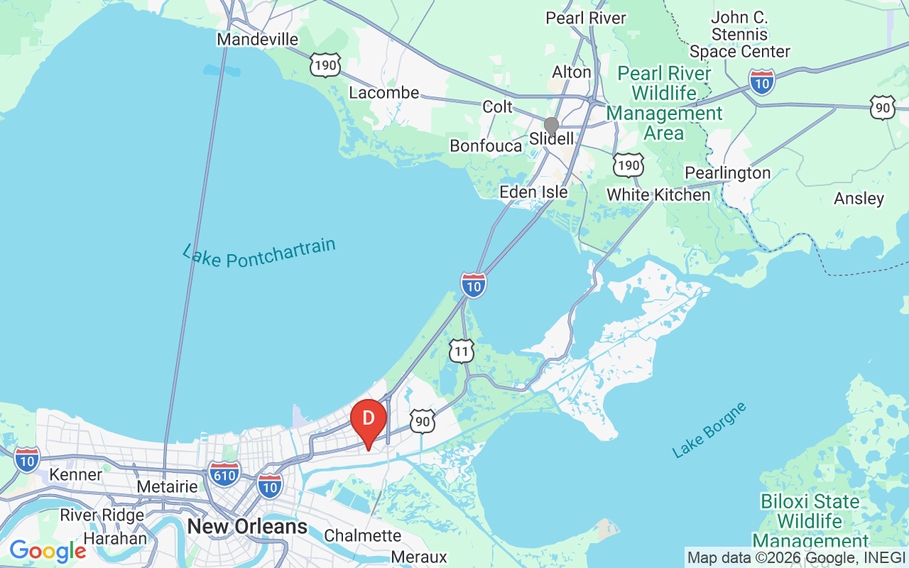 Map showing route from Slidell to Banner Chevrolet