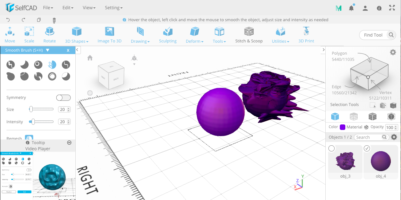 Sculpting in SelfCAD