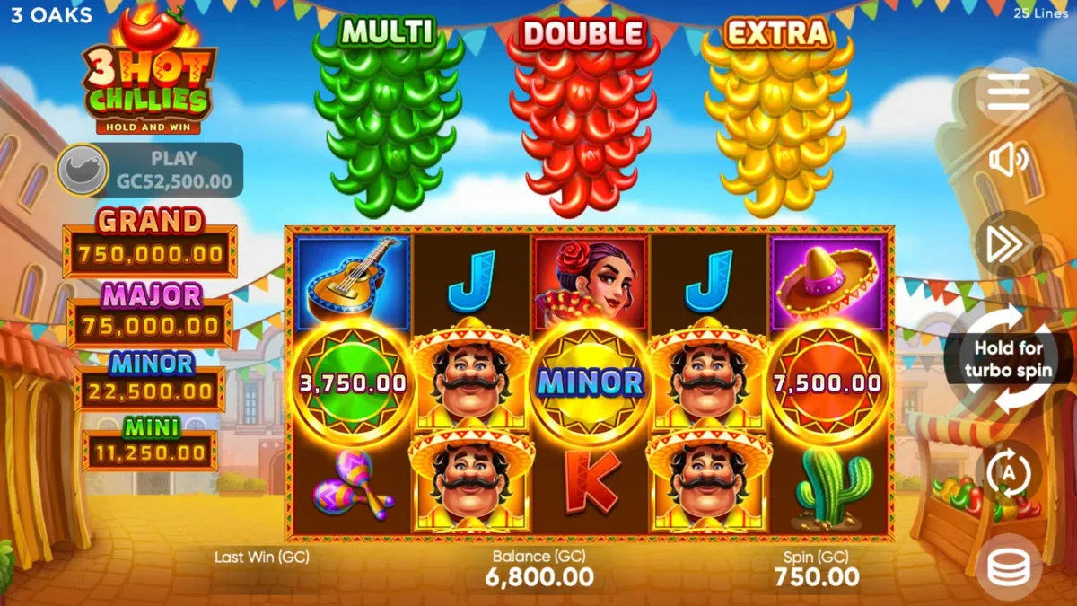 Jackpot play symbol on 3 Hot Chillies Game Slot at SpinBlitz free spins casino