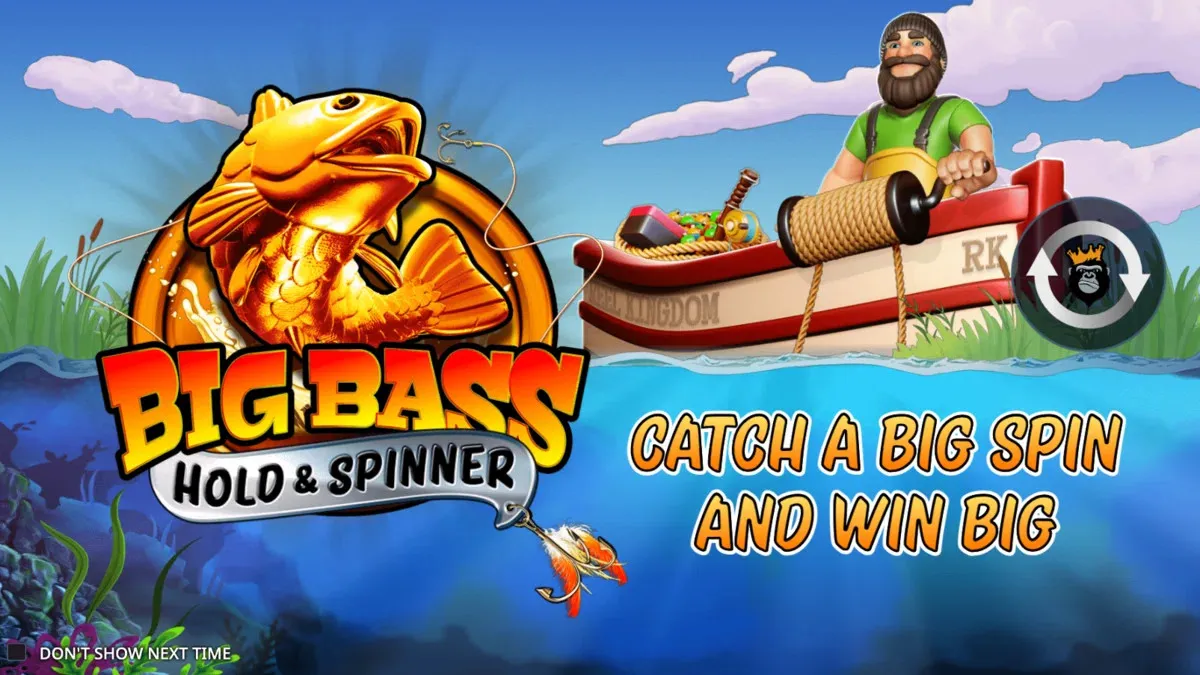 Initial screen on slot game Big Bass Hold & Spinner, by Pragmatic Play