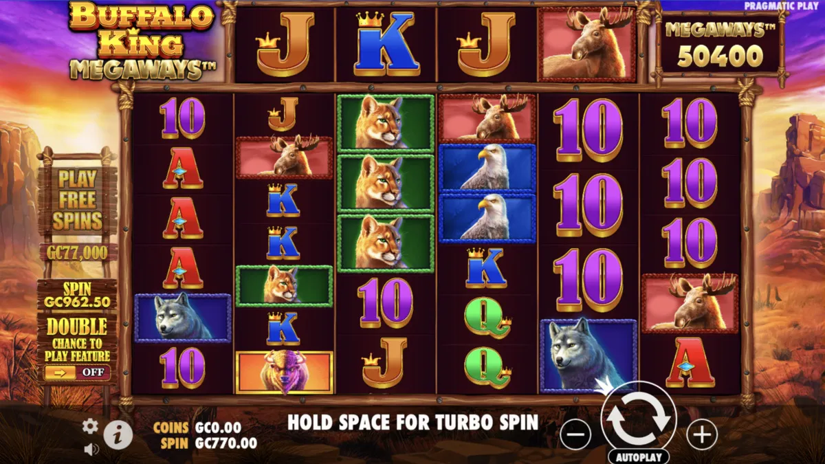 Gameplay on Buffalo King Megaways online slot at SpinBlitz