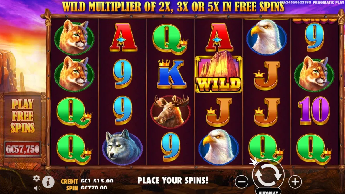 Buffalo King slot game play at SpinBlitz social casino 