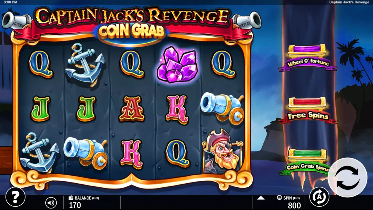 Game play on Captain Jack's Revenge: Coin Grab Online Slot