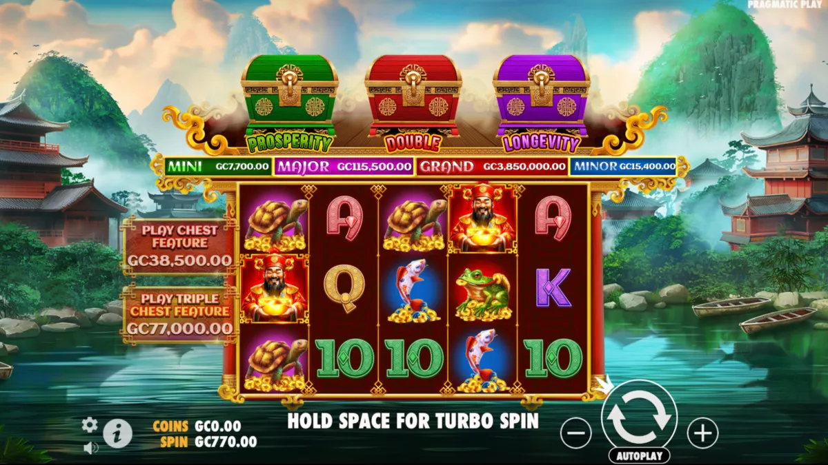Gameplay on Chests of Cai Shen online slot at SpinBlitz