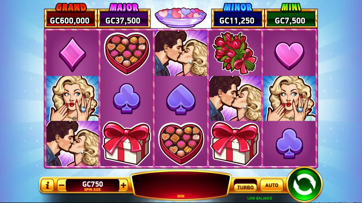Gameplay on the Diamond Explosion Sweet Love online slot at SpinBlitz