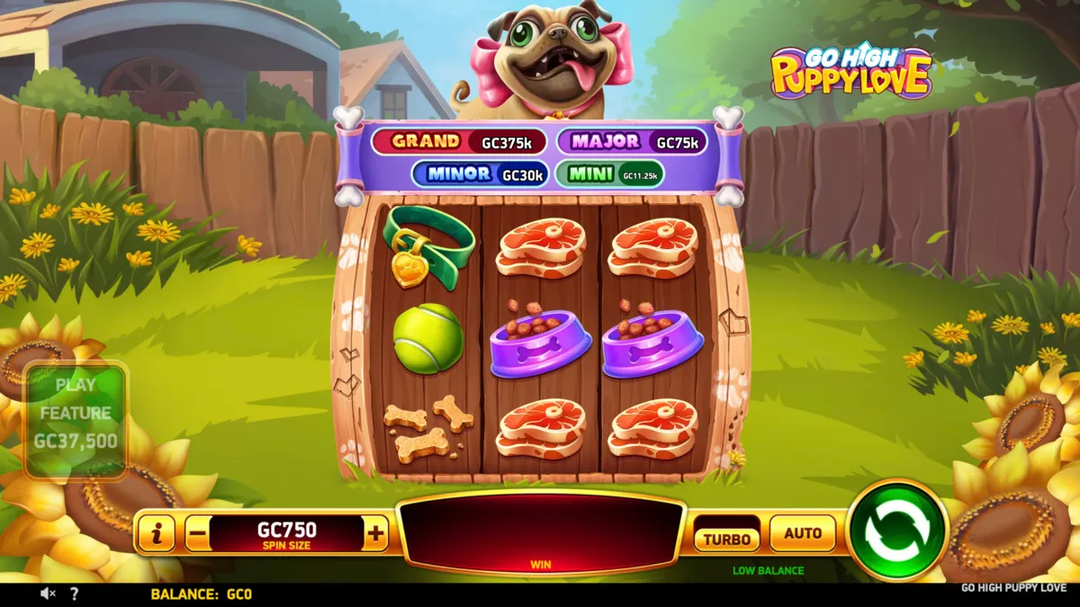 Slot grid of Go High Puppy Love online slot at SpinBlitz