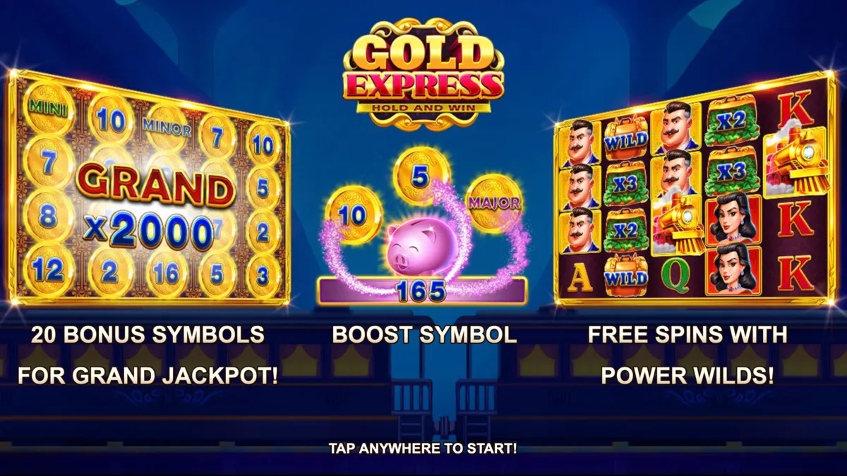 Bonus features for the online slot machine Gold Express at SpinBlitz
