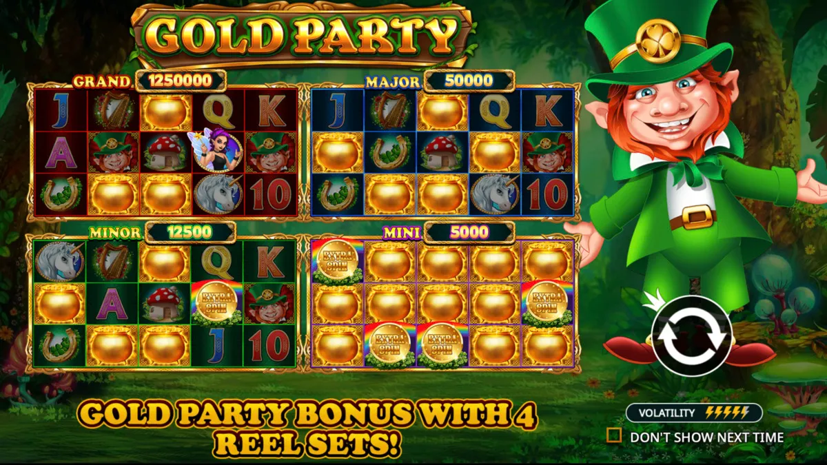 Bonus features available on the Gold Party slot game
