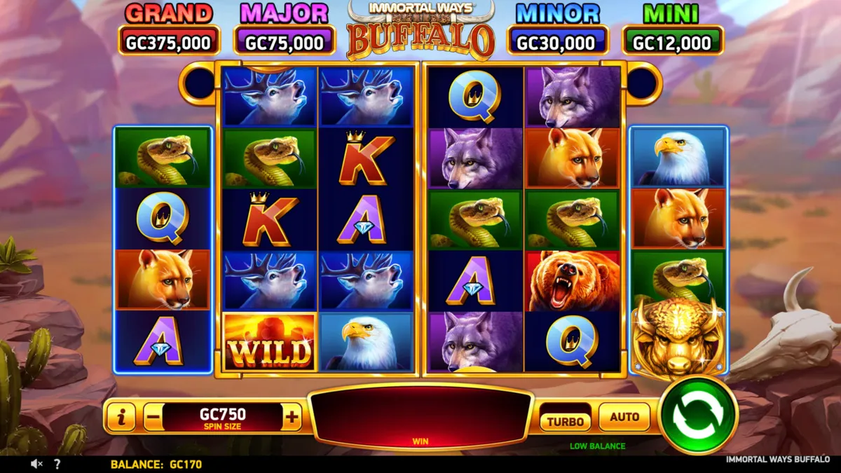 Gameplay on Immortal Ways Buffalo online slot at SpinBlitz
