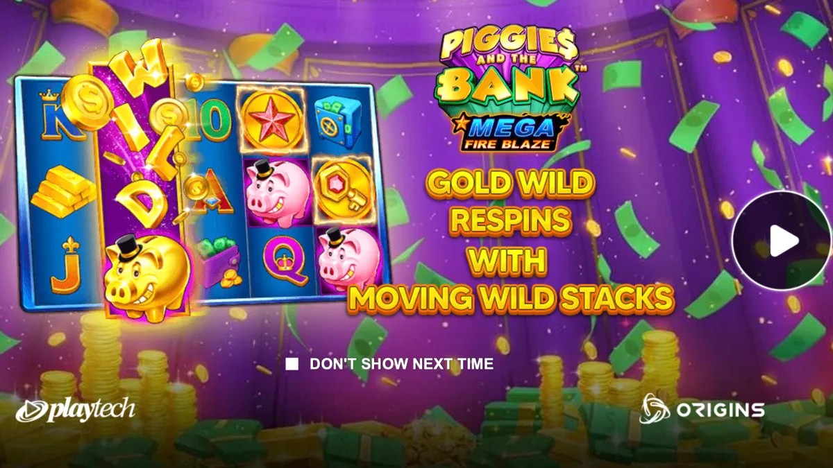 Bonus features on Mega Fire Blaze: Piggies and the Bank slot game, at SpinBlitz