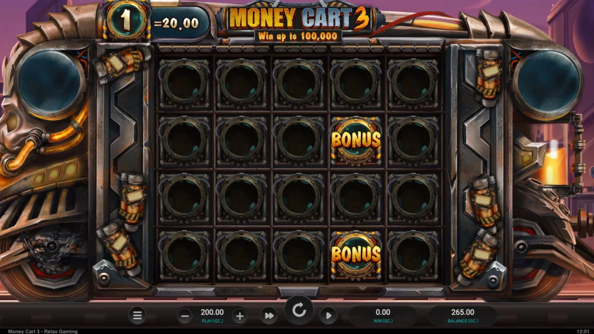 Game grid on online slot machine Money Cart 3