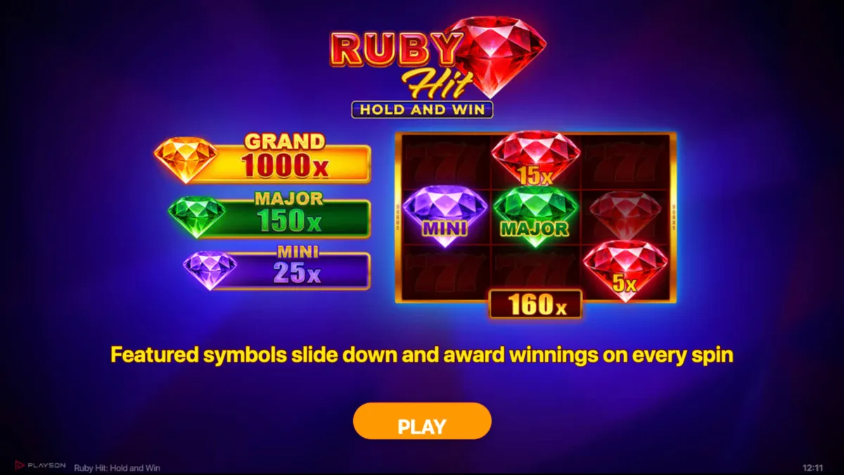 Bonus features of Ruby Hit: Hold and Win slot game