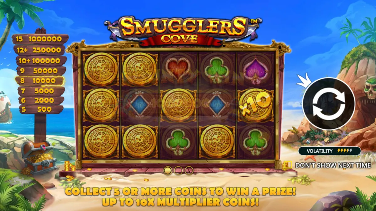 Max win on Smugglers Cove slot game for each spin.