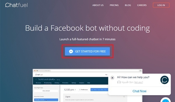 Log in tài khoản Facebook để tạo chatbot