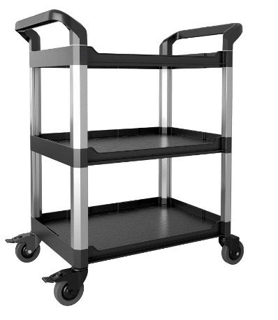 3 Tier Rolling Cart W/Wheels Practical Handle&ABS Storage Basket Organizer  Black