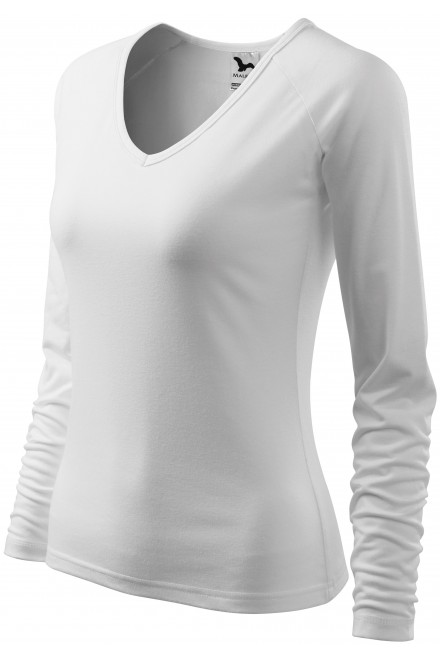 Női testhezálló póló, V-alakú nyakkivágással, fehér