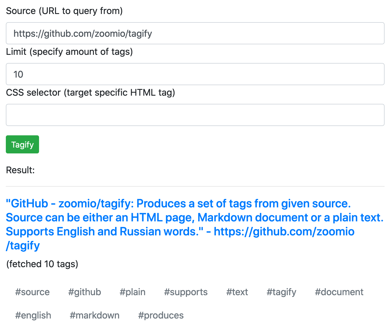 Tagify Playground UI