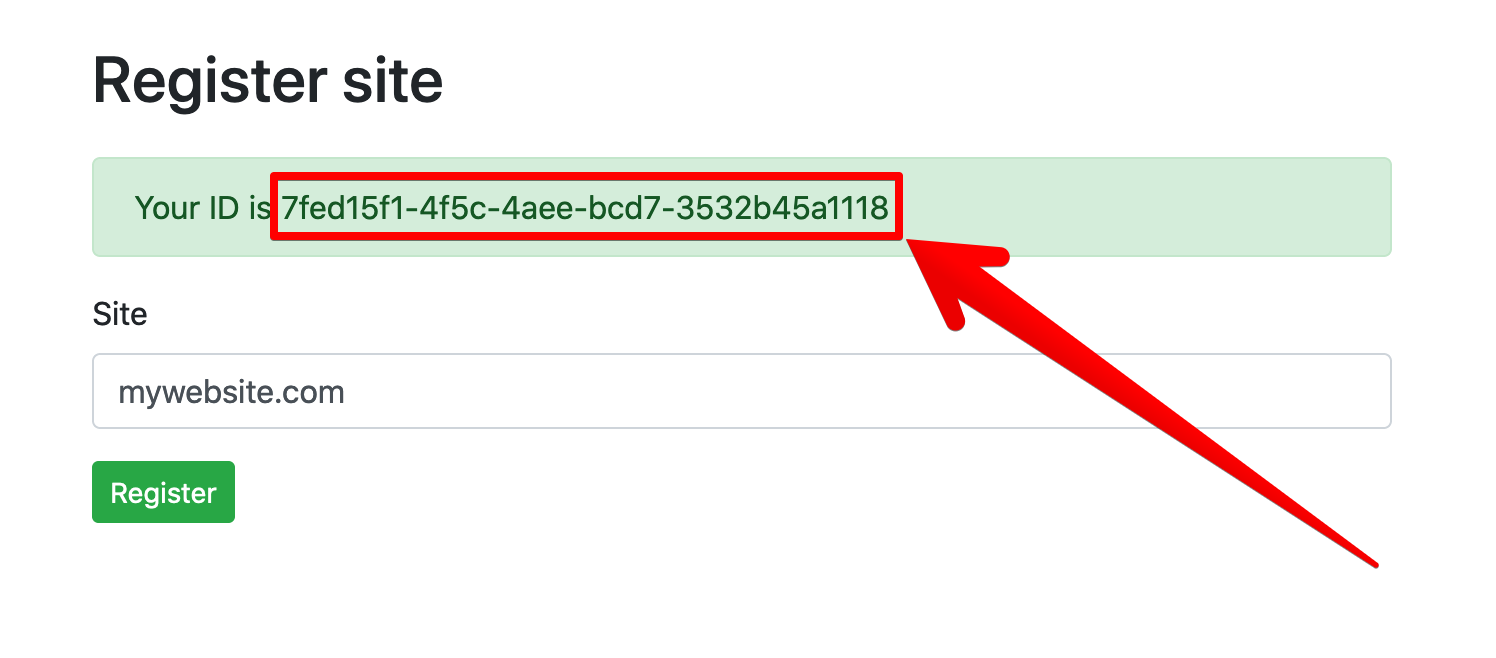 Tagify “Register site” ID