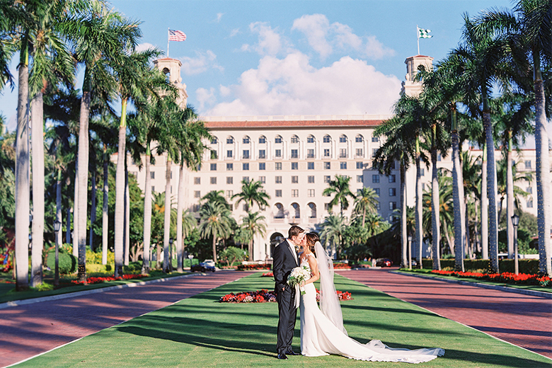 Wedding couple at The Breakers Palm Beach