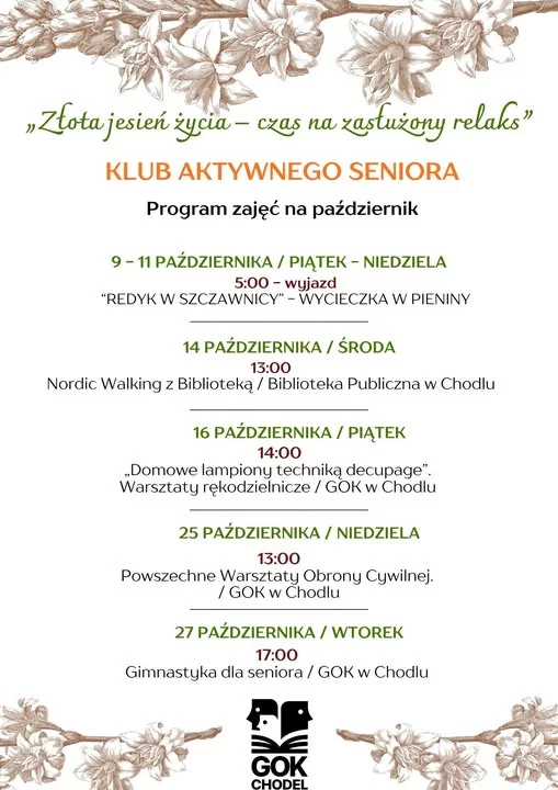 Seniorzy z Chodla nie zwalniają tempa. Klub Aktywnego Seniora rusza z zajęciami