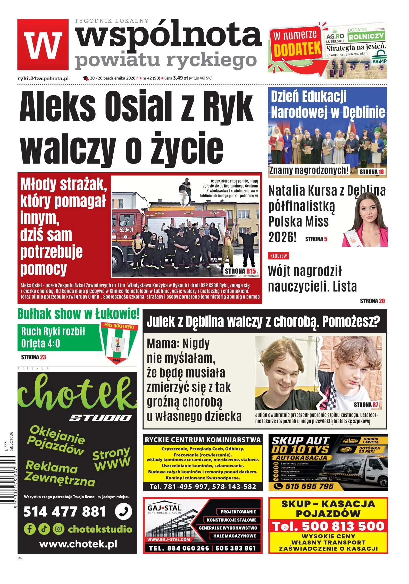 Najnowsze wydanie Wspólnoty powiatu ryckiego ( 20 października 2026 )