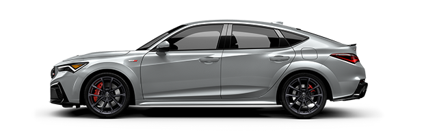 Acura Integra Type S shown in side profile, with widened fenders and a triple-outlet exhaust.