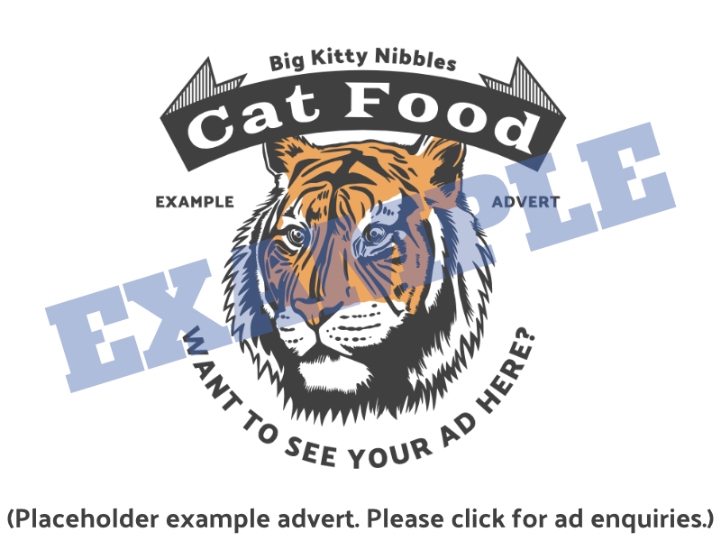 Fake, dummy advert stand-in cat food advert