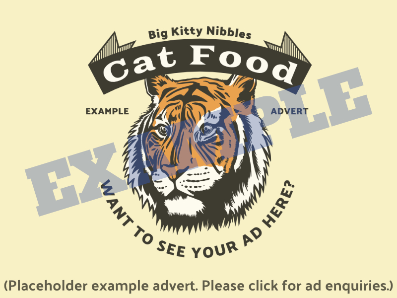 Fake, dummy advert stand-in cat food advert