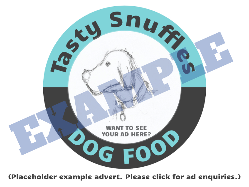 Fake, dummy advert stand-in dog treats advert