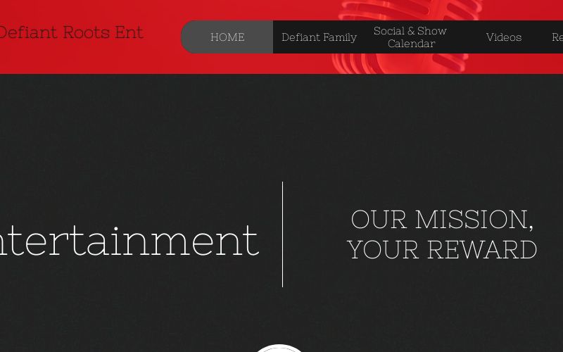 Home page of Defiant Roots Entertainment