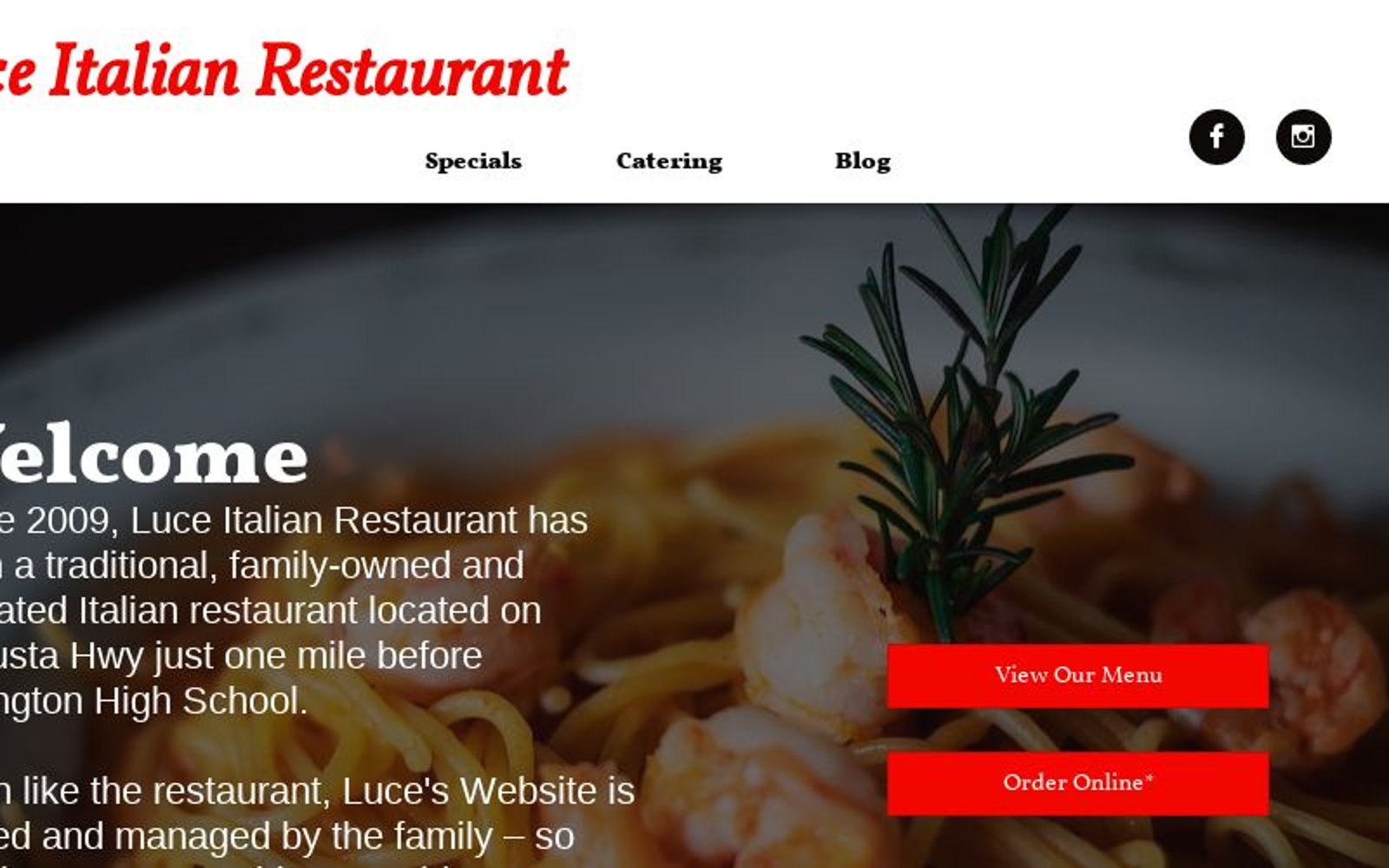 Specials Luce Italian Restaurant Lexington, SC Columbia, SC West Columbia, SC Irmo, SC