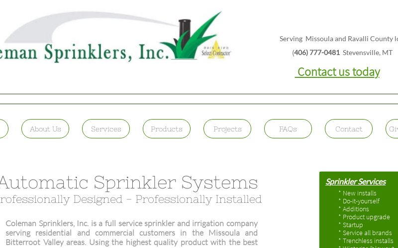 Automatic underground and above ground sprinkler systems, parts and