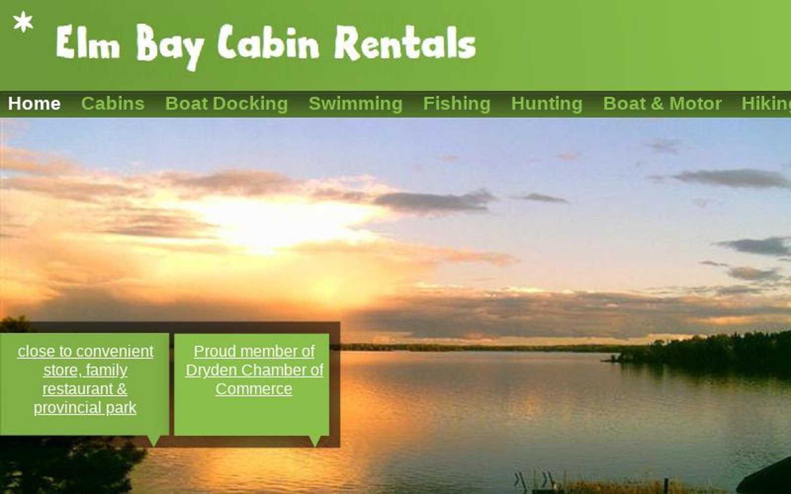Wabigoon Lake Cabin Rentals Dryden Ontario Elm Bay Cabins