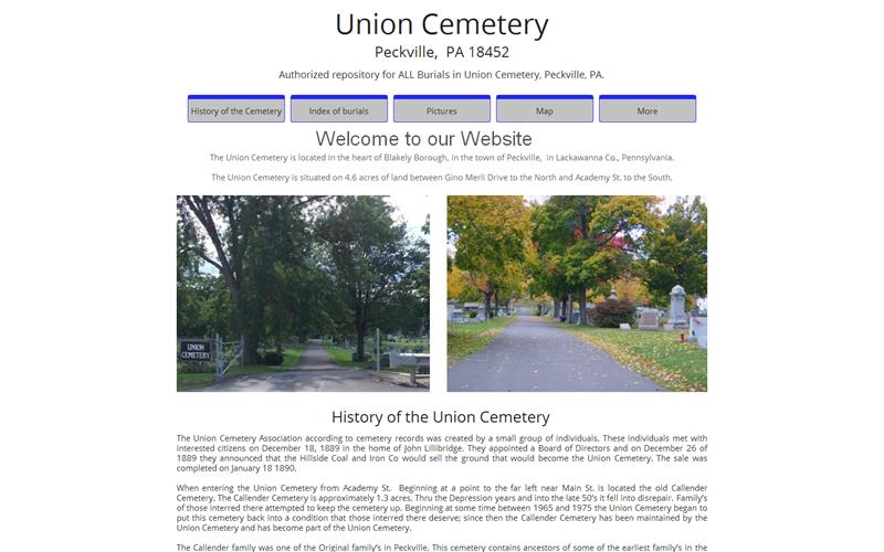 Union Cemetery Peckville, Lackawanna County, Pennsylvania