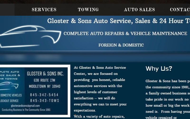 Gloster & Sons Auto Service, Sales & 24 HR. Towing