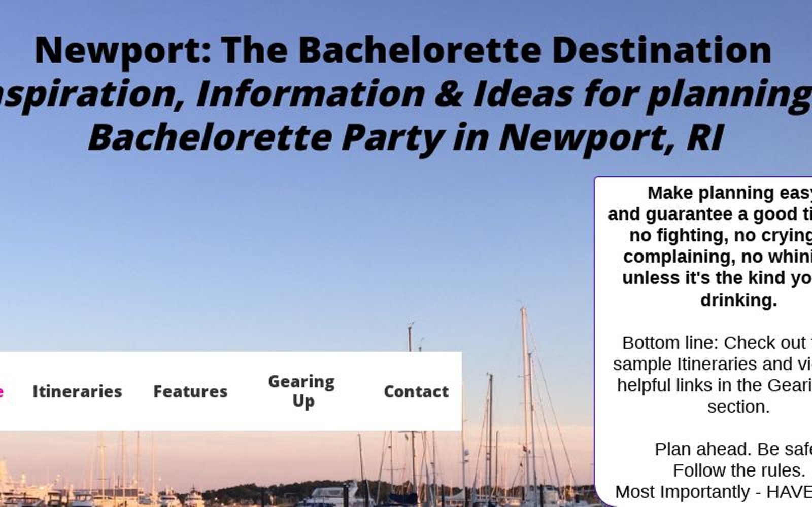 Need advice for activities during bachelor weekend in Newport