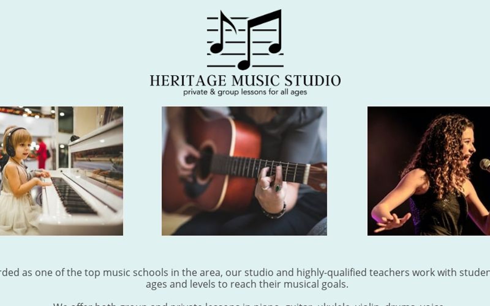 Recording studio interior for Heritage Music Studio