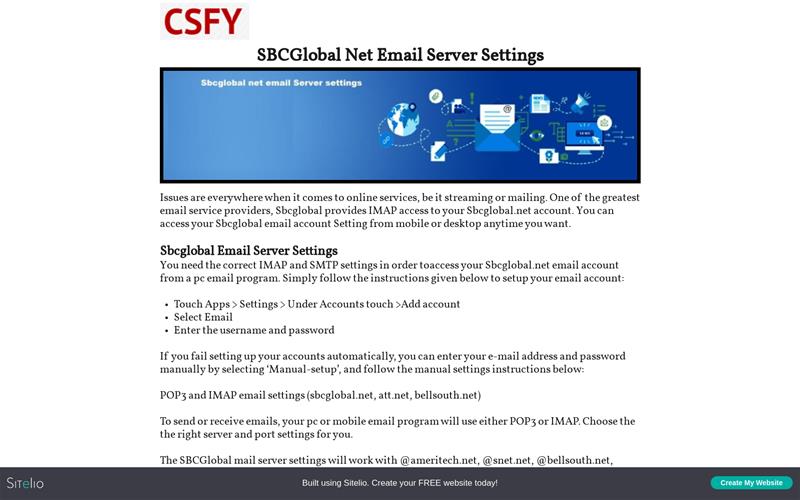 att email server settings smtp