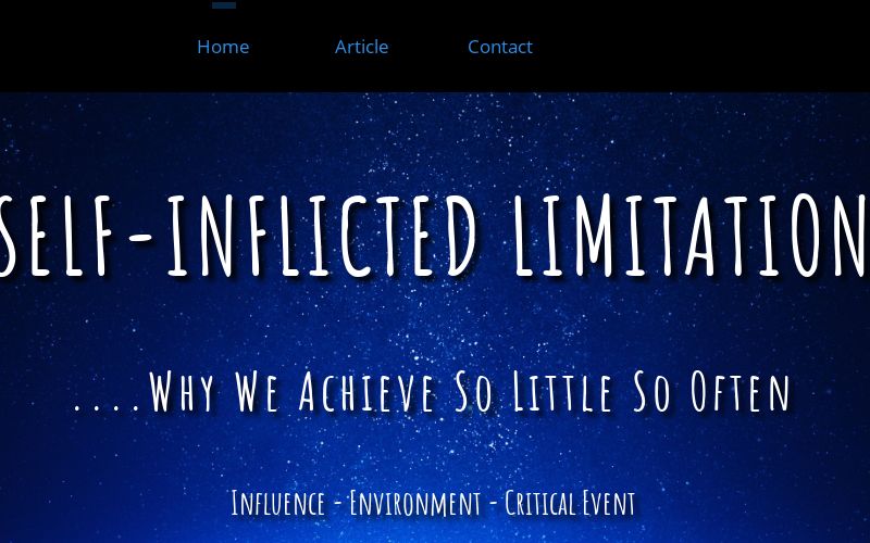 Self Inflicted Limitation Inspirational Lecturer Writer Freelance