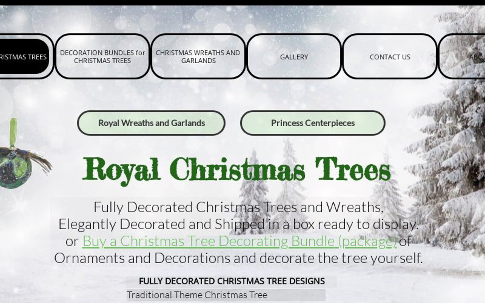 Decorated Christmas Trees, in various themes, fully decorated and