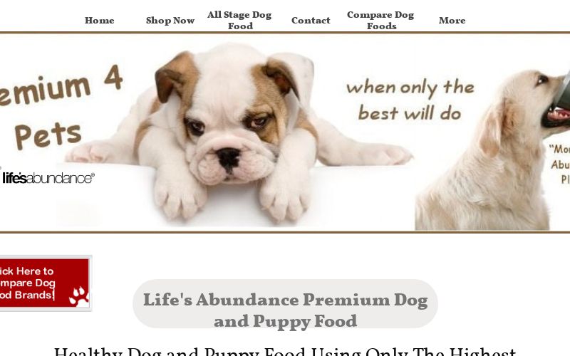 Life's abundance grain free clearance dog food