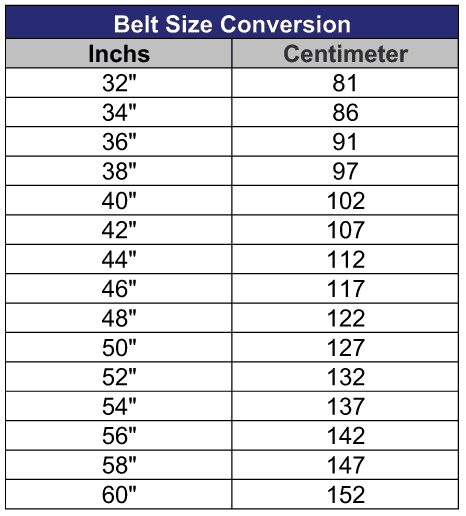 european belt size chart