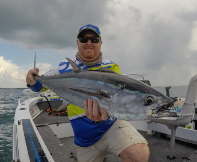 A nice sized golden trevally taken on light line.