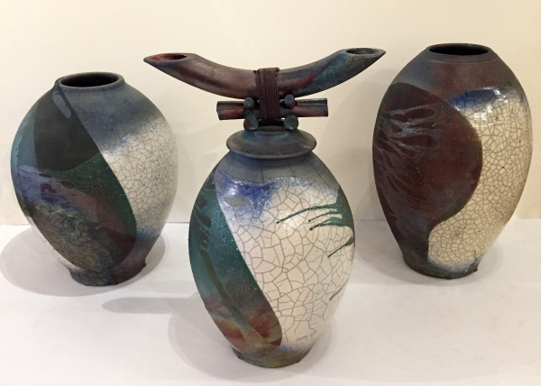 Raku Spirit Warrior Vases Jeff Chang