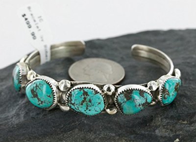 Handmade Native American Bracelet  Authentic Navajo Silver Turquoise - $143.99