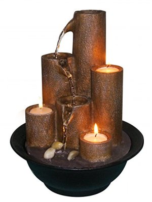 Beautiful Alpine WCT202 Tiered Column Tabletop Fountain with 3-Candles - $34.99