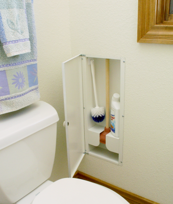 storage toilet plunger dit hy kit bathroom cabinet brush diymorning diy bathrooms built organize studs between decor cleaning closet remodel